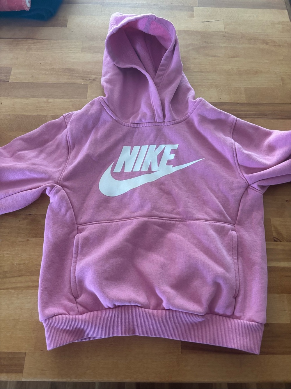 Nike Pink Pullover Hoodie with White Swoosh - girls 5/6